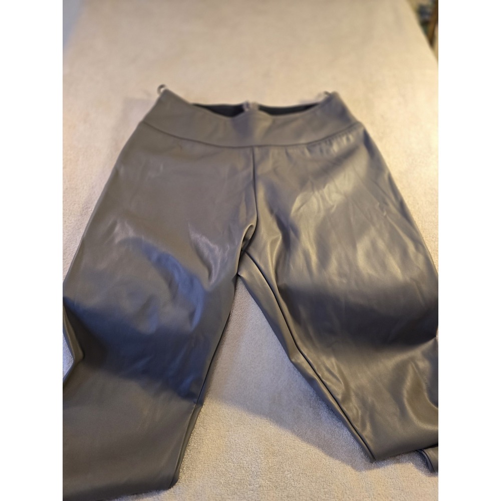 Gray Faux Leather Women Shinny Leggings Size Large